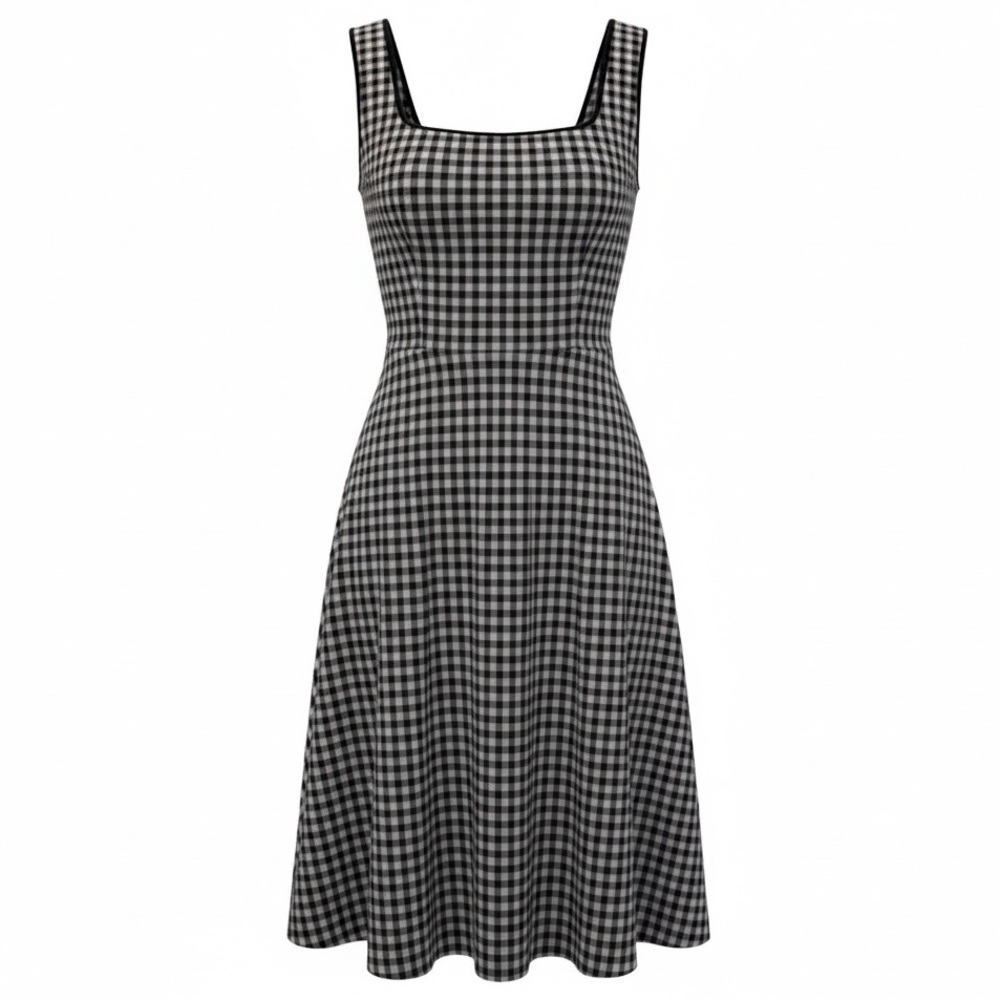 DRAPER JAMES RSVP Midi Gingham Print Sleeveless Flannel Dress BLK/WHT SZ XXL